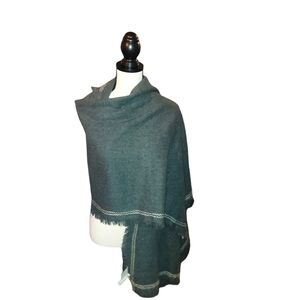 LOFT Gray and Cream blanket Shawl Scarf- Winter -Gift